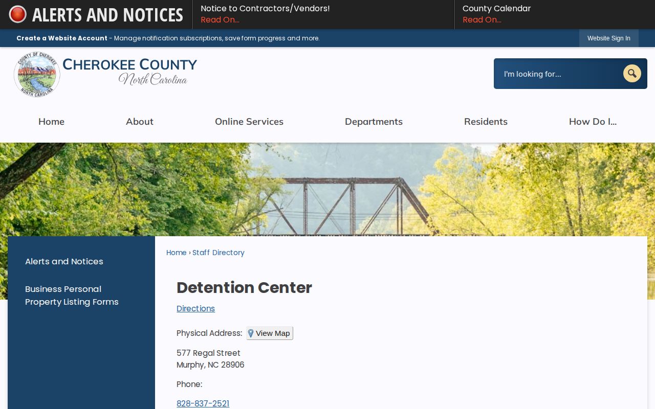 Cherokee County Detention Center release records contact
